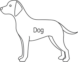 Simple Dog Outline Isolated on Transparent Background, Cute Animal