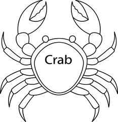 Outlined Crab with Claws and Legs on Transparent Background