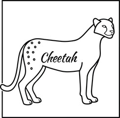 Outline Cheetah with Spots on Transparent Background
