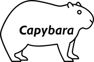 Capybara Outline Illustration, Minimalist Design on Transparent Background