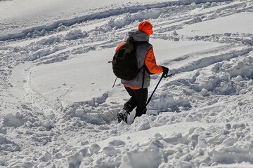 skier on the snow