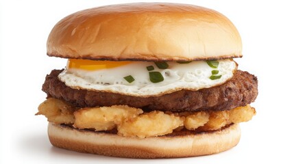 Delicious Breakfast Sandwich with Egg and Savory Meat Patty