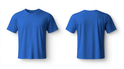 minimalist mockup of blank royal blue t shirt showcasing both front and back views