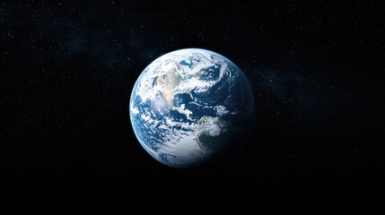 Stunning View of Earth from Space with Vibrant Oceans and Lush Continents Against a Starry Background