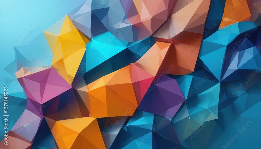 Poster dynamic colorful polygon patterns digital art abstract design vivid environment creative viewpoint m