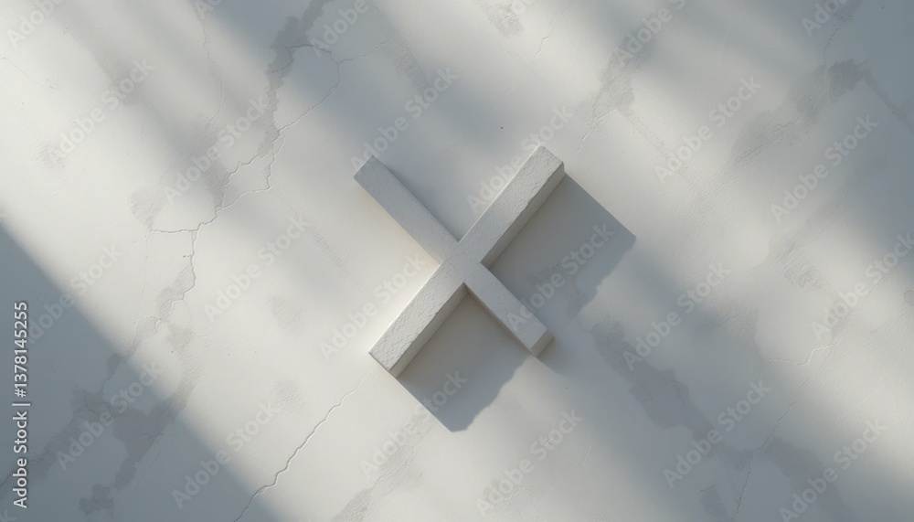 Aufkleber minimalist action of creating a modern cross symbol on a textured surface indoor setting artistic vi
