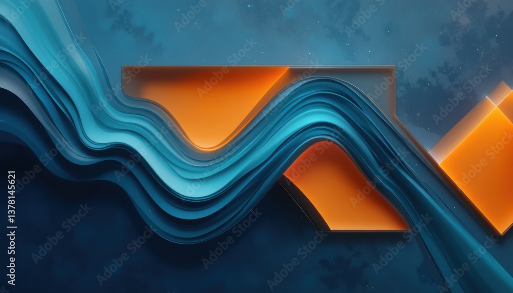 Poster dynamic abstract waves in digital design creation virtual studio graphic representation futuristic e