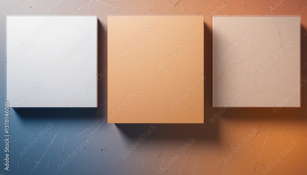 Poster creative minimalist display of three geometric shapes modern art studio digital artwork indoor envir