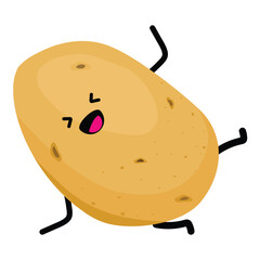Cute cartoon potato character isolated on white background