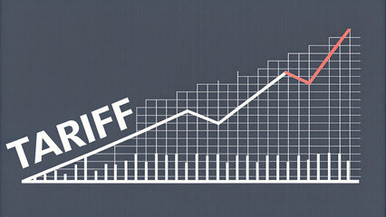 Obraz premium Graph showing rising tariff line, indicating economic trends and fluctuations in trade policies, reflecting market dynamics