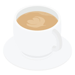Cup of fresh coffee with latte art design for cafeteria, posters, banners, cards