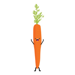 Cute cartoon carrot character icon isolated on white background