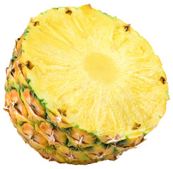 Pineapple isolated png. Pineapple half  on transparent background. Cut pineapple no background....
