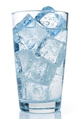 Refreshing sparkling water with ice cubes in a glass perfect for a hot day Crystal clear cool drink