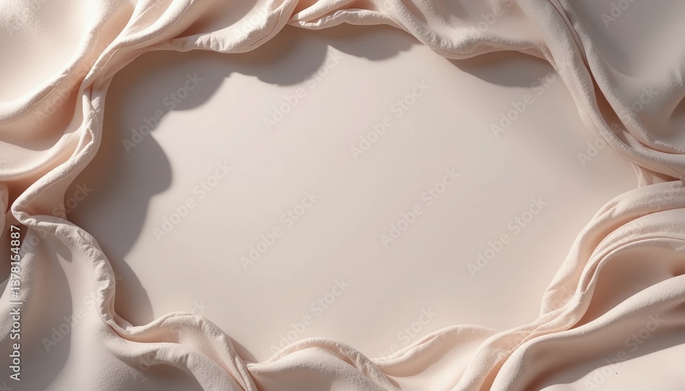 Poster elegant fabric frame displaying soft cream textiles studio setting photography minimalistic environm