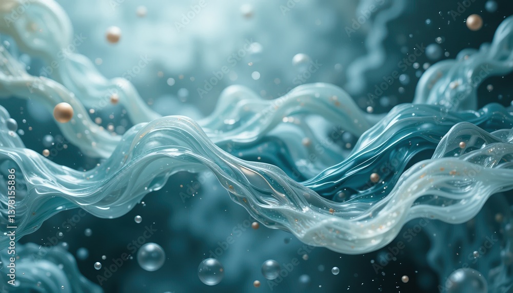 Poster flowing waves of tranquil water underwater abstract art serene environment close-up view fluid dynam
