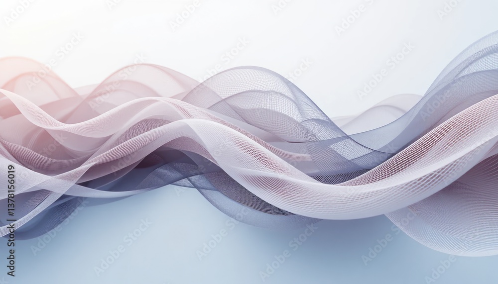 Poster flowing abstract waves digital art soft colors modern design minimalist aesthetic visual harmony