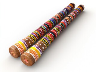 Colorful Decorative Sticks with Intricate Patterns and Designs for Cultural Celebrations and Artistic Displays