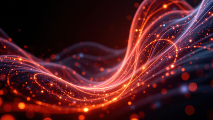 Futuristic digital flame, abstract glowing light with vibrant hues.