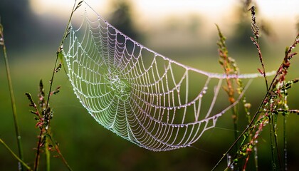 spider web with dew drops
