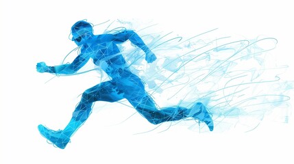 Naklejka premium A running person icon with motion lines, symbolizing movement and activity, isolated on a white background.