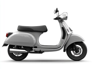 Obraz premium Classic vintage scooter in sleek grey design captured on a clean white background showcasing a timeless vehicle style