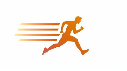A running person icon with motion lines, symbolizing movement and activity, isolated on a white background.