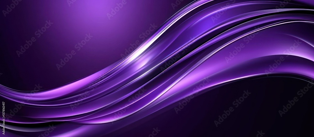 Poster elegant abstract design with flowing purple waves and subtle reflections