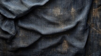Abstract black fabric cloth texture background.