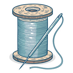Spool with needle icon vector in white background