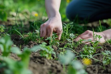 Pulling out the weeds garden gardening planting.