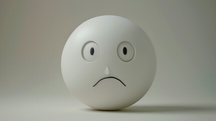 A sad face emoji with a small frown and teardrop, expressing sadness, neatly outlined on a white background.