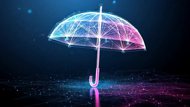 Abstract polygonal umbrella; digital art, protection concept