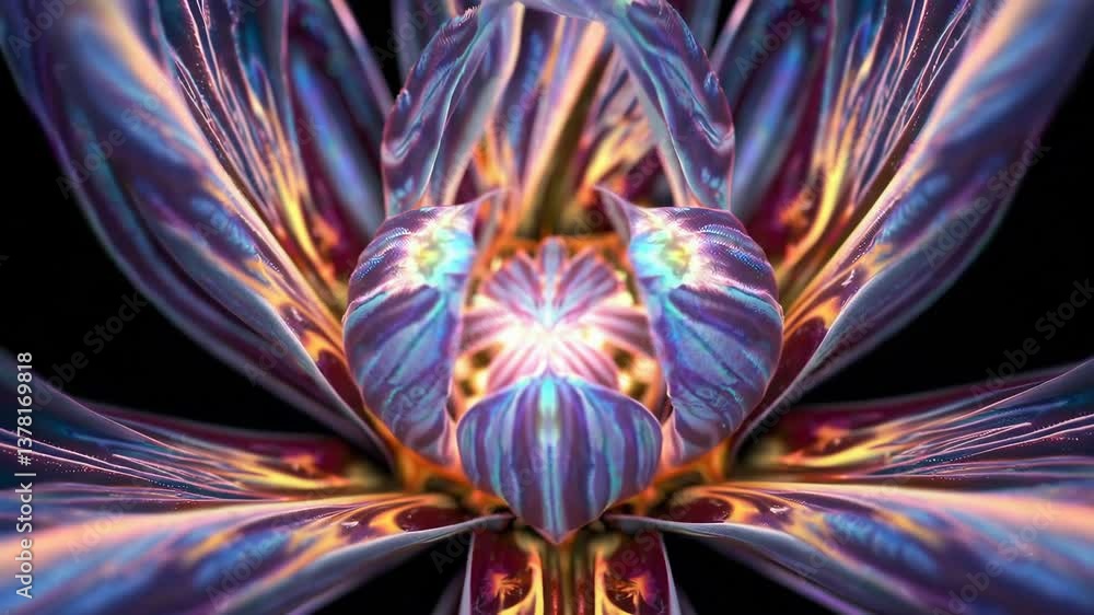 Poster mesmerizing transformation of abstract floral patterns in vibrant colors