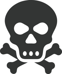 Skull Crossbones Icon on Transparent Background Symbol of Danger Art