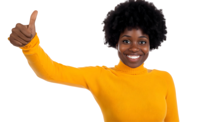 Happy African Woman Giving Thumbs Up Isolated Portrait Photo