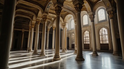 Obraz premium Sunlit Columns in Historic Palace Hall
