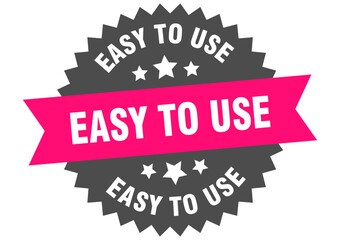 easy to use. easy to use round pink label isolated on transparent background