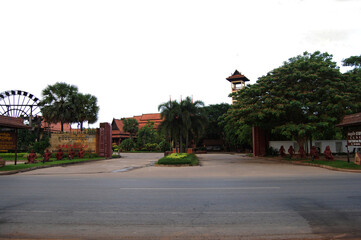 Antique retro modern classic vintage architecture and buildings of resort hotel for Cambodian people and foreign traveler rent and rest use service at SiemReap on April 12, 2009 in Siem Reap, Cambodia