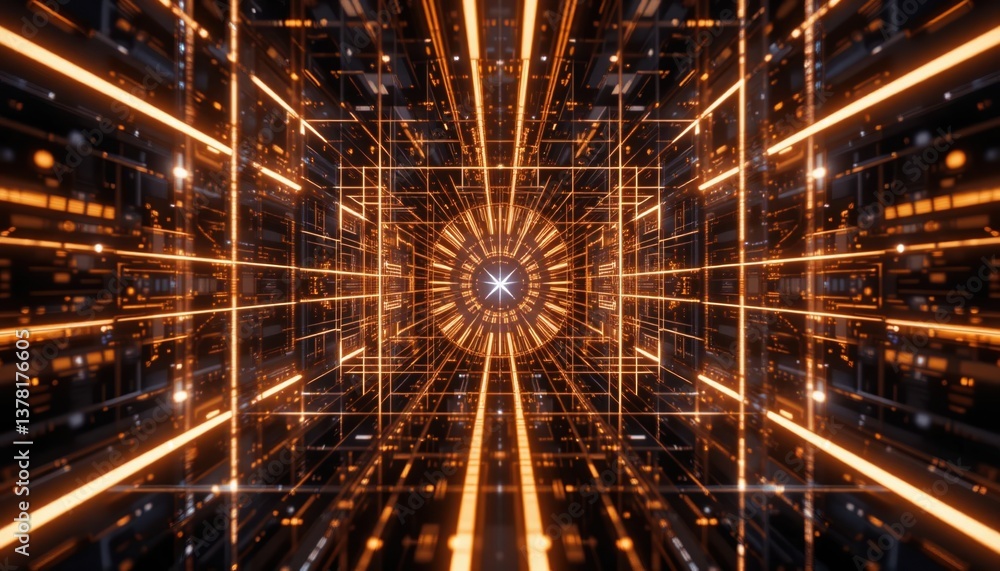 Poster dynamic energy flow abstract digital environment visual art futuristic space perspective conceptual 