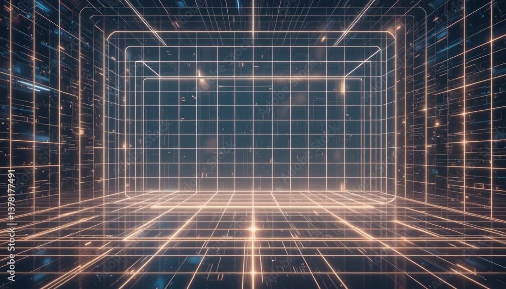 Poster virtual reality simulation digital space 3d graphics tech environment futuristic viewpoint immersive