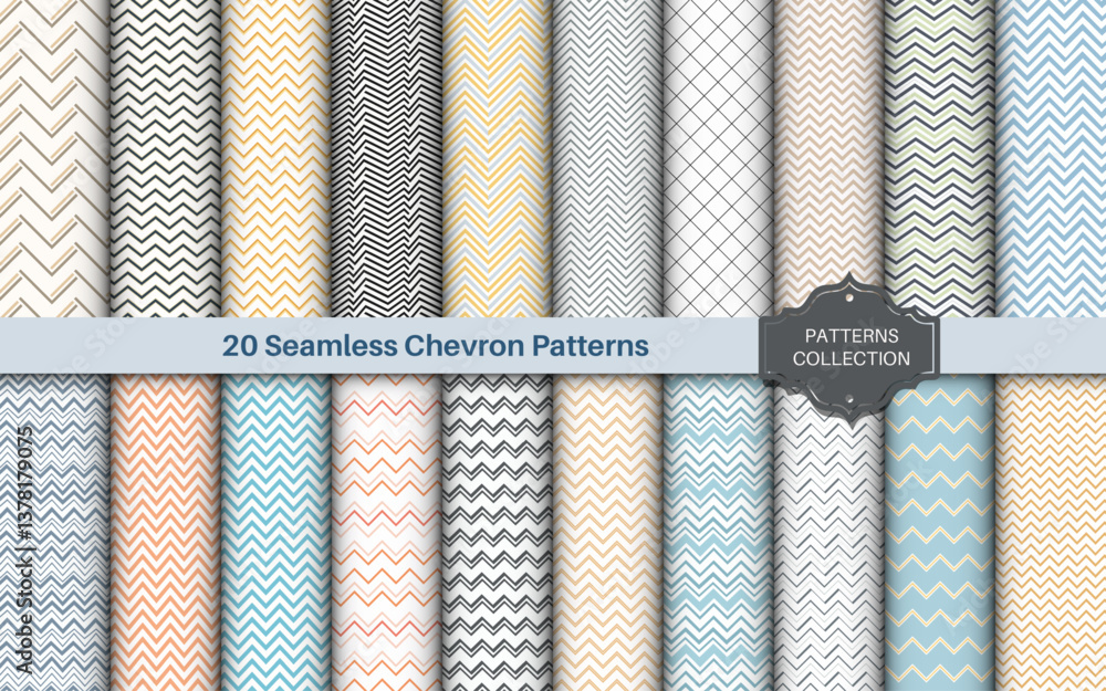 Poster stylish collection of seamless chevron patterns showcasing dynamic zigzag designs in various sizes a