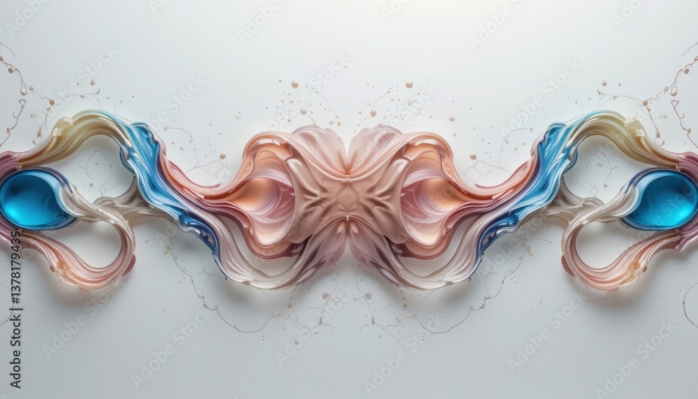 Poster fluid abstract art creation studio space digital artwork creative environment top-down view artistic