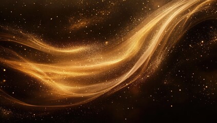 Obraz premium Golden cosmic waves of light