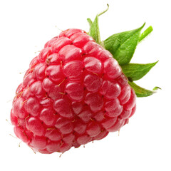 Fresh, plump raspberry on a white background, perfect for vibrant food packaging design.