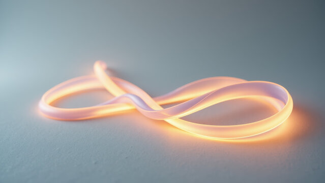 Technology concept with an orange ribbon curved on a white background.