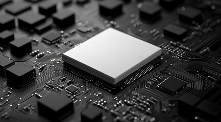 Fototapeta premium Close-up of a Microchip on a Circuit Board