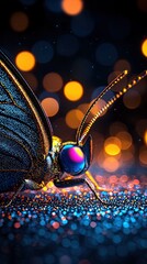 Fototapeta premium Vibrant Watercolor Illustration of a Zodiac Constellation with a Beautiful Butterfly Design and Colorful Bokeh Background in Abstract Style