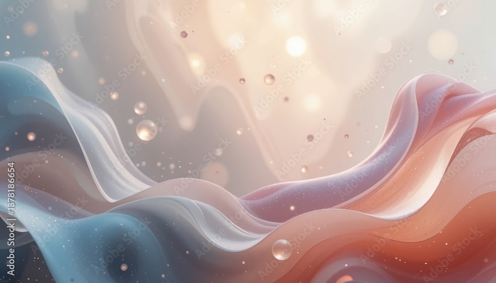 Poster Dynamic abstract patterns digital art fluid design soft color palette modern aesthetic visual harmony