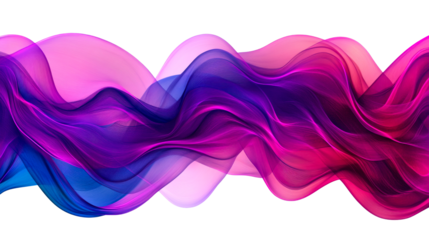 Abstract wavy design featuring vibrant colors and soft transitions, cut out transparent